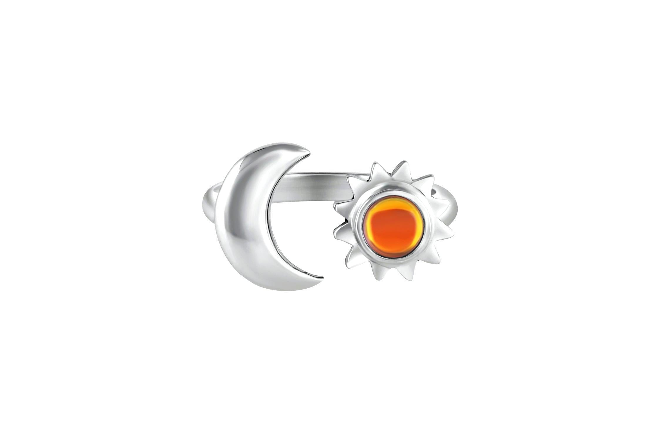Buy Sun and Moon Ring with Crystal Stone by Leightworks