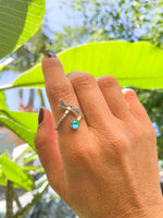 Dragonfly Ring-Nature-Handmade-Sterling Silver-Aqua-Frosted-Leightworks-Crystal Jewelry-David Leight-Made in San Diego
