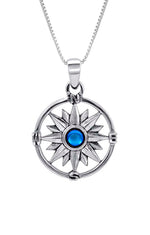 Handmade-Crystal Jewelry-Atlas Pendant-Compass Pendant-Necklace-Polished Blue-Blue Crystal-Sterling Silver-LeightWorks-San Diego-California-Souvenirs-David Leight