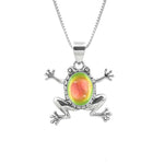 Handmade-Sterling Silver-Frog Pendant-Necklace Charm-Fire-Polished-Leightworks-Crystal Jewelry-David Leight