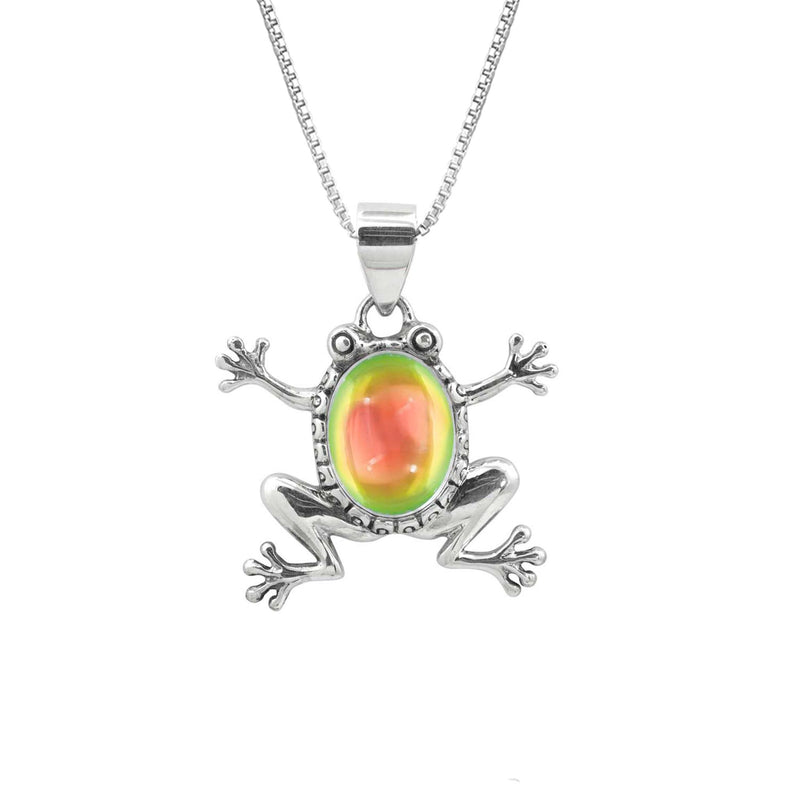 Handmade-Sterling Silver-Frog Pendant-Necklace Charm-Fire-Polished-Leightworks-Crystal Jewelry-David Leight