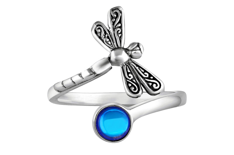 Dragonfly Ring-Nature-Handmade-Sterling Silver-Blue-Polished-Leightworks-Crystal Jewelry-David Leight-Made in San Diego
