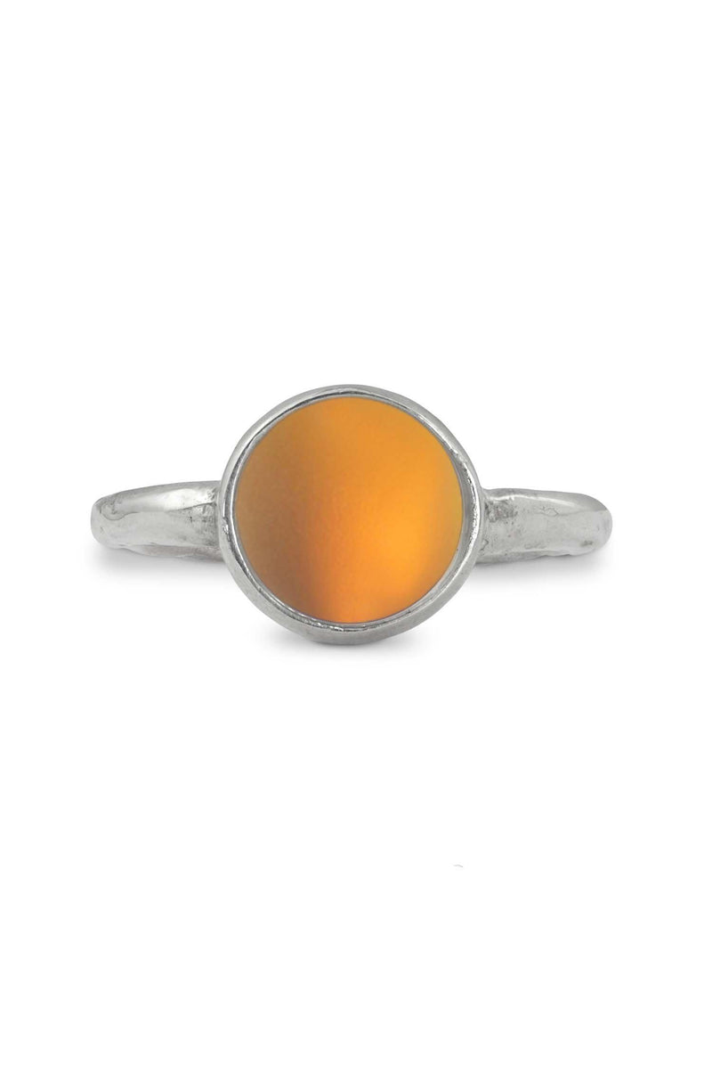 Handmade Sterling Silver-Classic Ring-Simple Ring-Size 8-Fire-Frosted Crystal-Leightworks-Crystal Jewelry-San Diego-David Leight