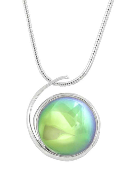 Wave Pendant-Large-Necklace-Charm-Polished-Green-Leightworks-Sterling Silver-Handmade-Crystal Jewelry-David Leight-San Diego-California