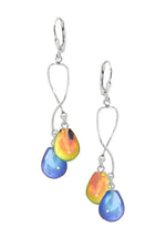 Sterling Silver-Spiral Earrings-Blue/Fire-Polished-Leightworks