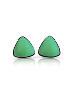 Sterling Silver-Triangle Stud Earrings-Green-Frosted-Leightworks