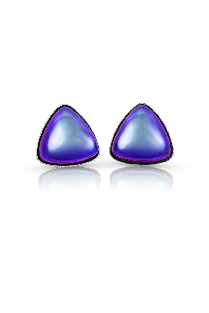 Sterling Silver-Triangle Stud Earrings-Violet-Polished-Leightworks