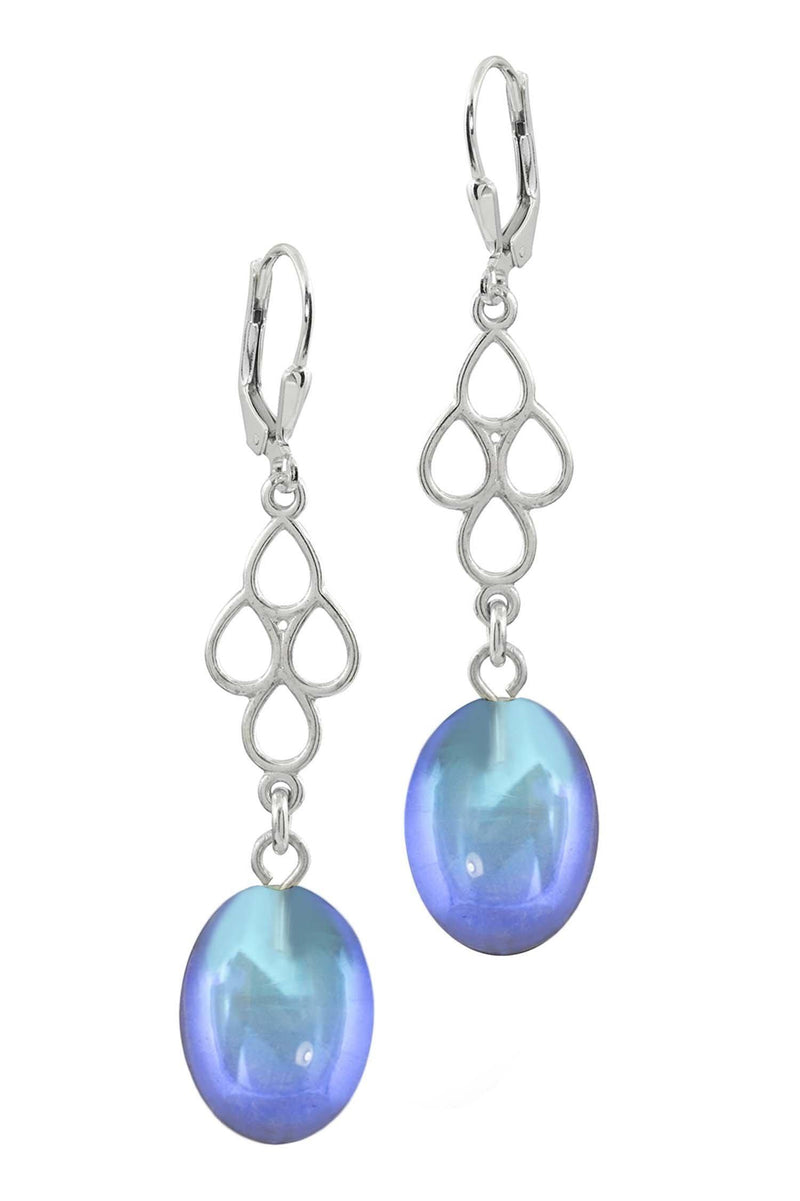 Sterling Silver-Waterfall Ext. Earrings-Blue-Polished-Leightworks