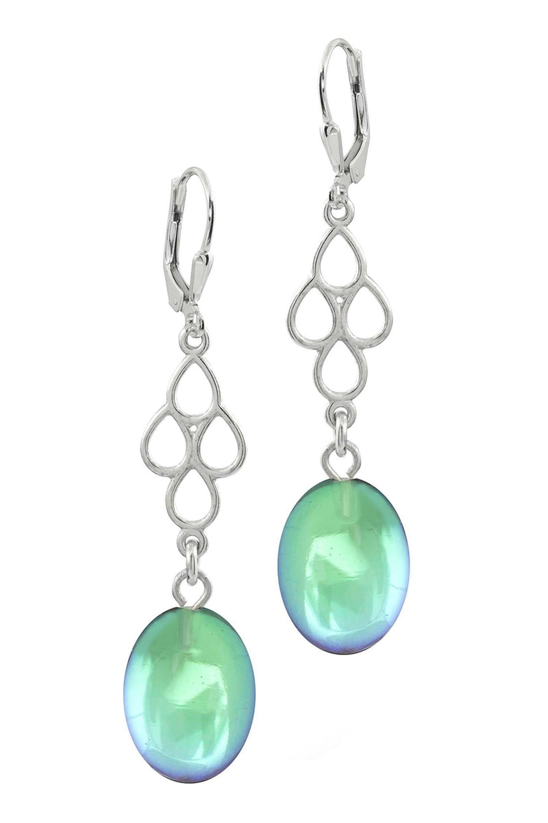 Sterling Silver-Waterfall Ext. Earrings-Green-Polished-Leightworks