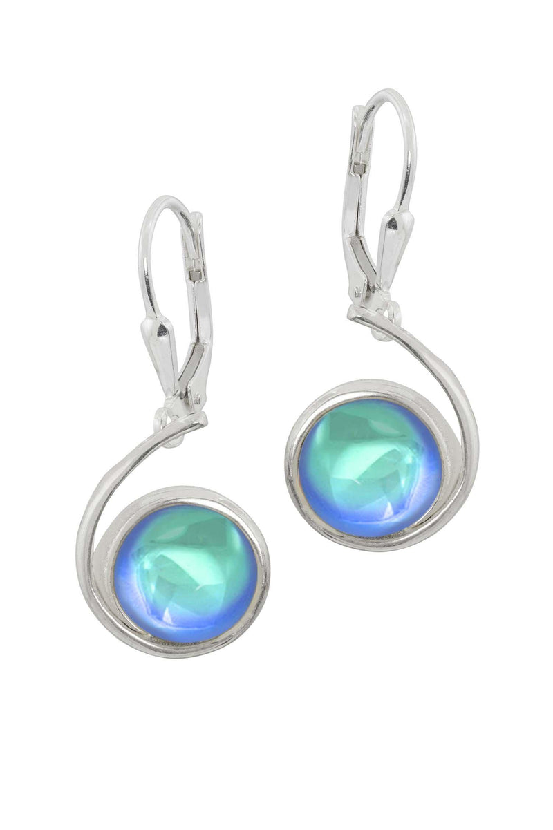 Sterling Silver-Wave Earrings-Aqua-Polished-Leightworks