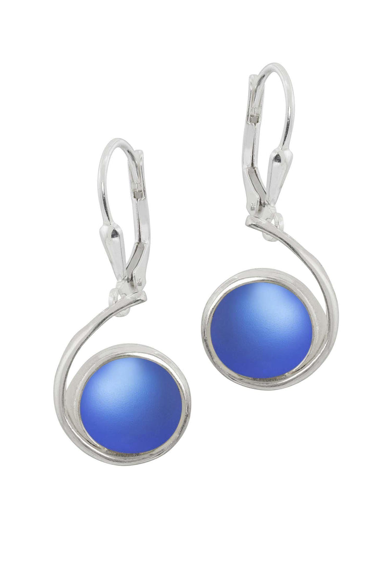 Sterling Silver-Wave Earrings-Blue-Frosted-Leightworks