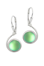 Sterling Silver-Wave Earrings-Green-Frosted-Leightworks
