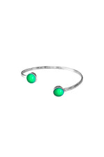 Handmade-Sterling Silver-Circle Bangle-Bracelet-Simple bracelet-Frosted Crystal-Green-Crystal Jewelry-LeightWorks-San Diego-David Leight