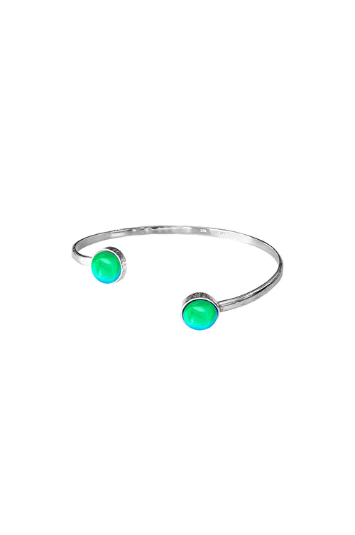 Handmade-Sterling Silver-Circle Bangle-Bracelet-Simple bracelet-Polished Crystal-Green-Crystal Jewelry-LeightWorks-San Diego-David Leight