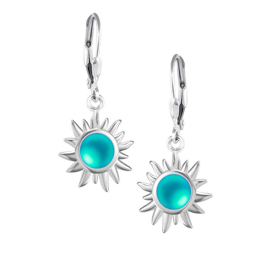 Teeny Sun Earrings are crafted from high-quality materials, ensuring both durability and style. Featuring 5mm frosted aqua stones and secure sterling silver lever-backs plus, they are waterproof and durable.