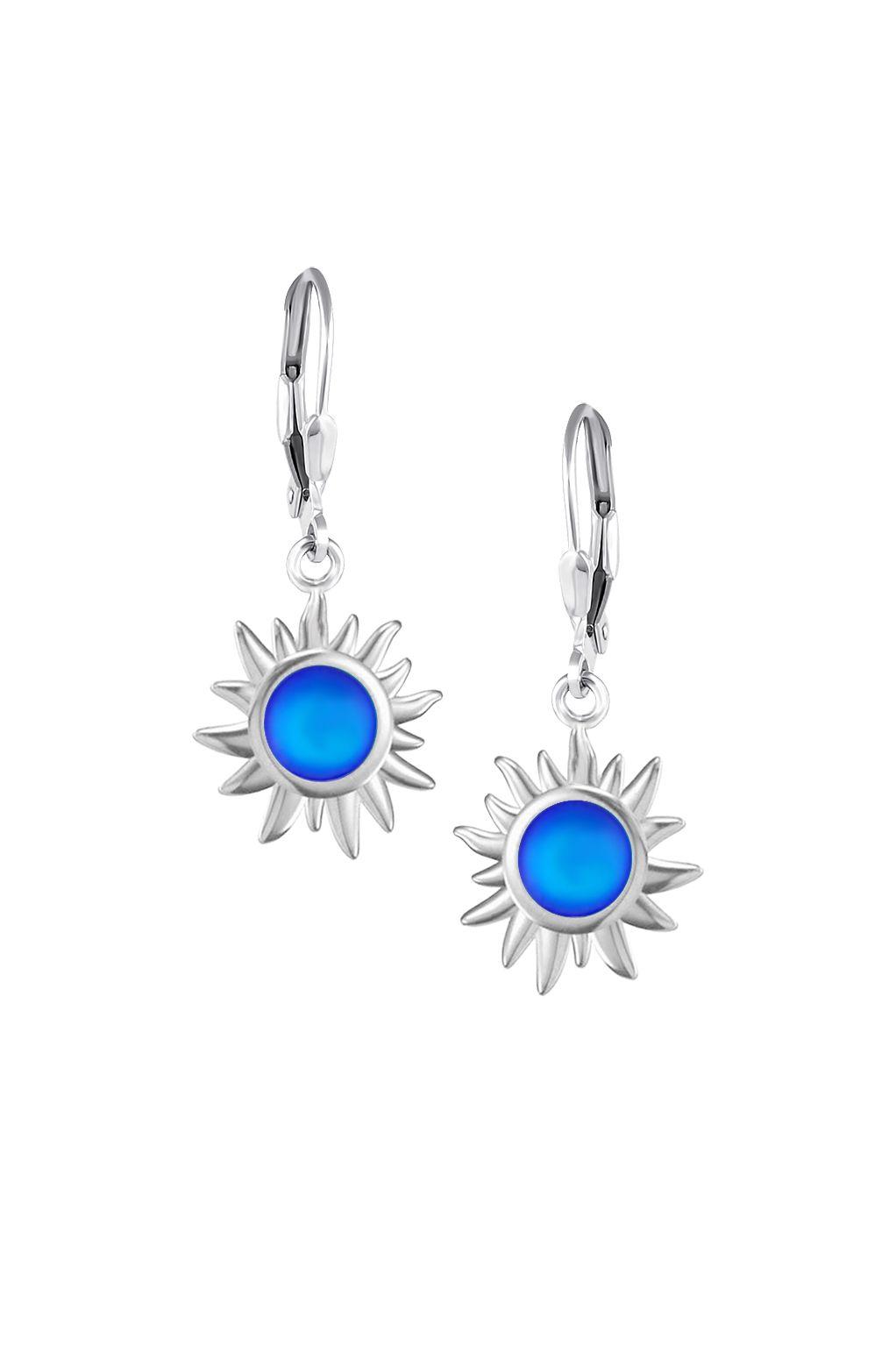 Teeny Sun Earrings are crafted from high-quality materials, ensuring both durability and style. Featuring 5mm frosted blue stones and secure sterling silver lever-backs plus, they are waterproof and durable.
