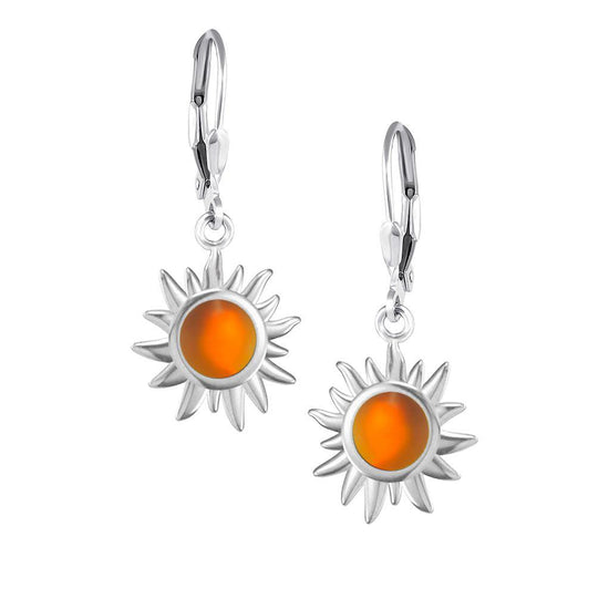 Teeny Sun Earrings are crafted from high-quality materials, ensuring both durability and style. Featuring 5mm frosted fire stones and secure sterling silver lever-backs plus, they are waterproof and durable.