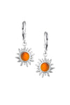 Teeny Sun Earrings are crafted from high-quality materials, ensuring both durability and style. Featuring 5mm frosted fire stones and secure sterling silver lever-backs plus, they are waterproof and durable.