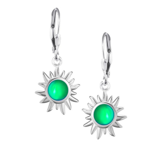 Teeny Sun Earrings are crafted from high-quality materials, ensuring both durability and style. Featuring 5mm frosted green stones and secure sterling silver lever-backs plus, they are waterproof and durable.