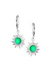 Teeny Sun Earrings are crafted from high-quality materials, ensuring both durability and style. Featuring 5mm frosted green stones and secure sterling silver lever-backs plus, they are waterproof and durable.