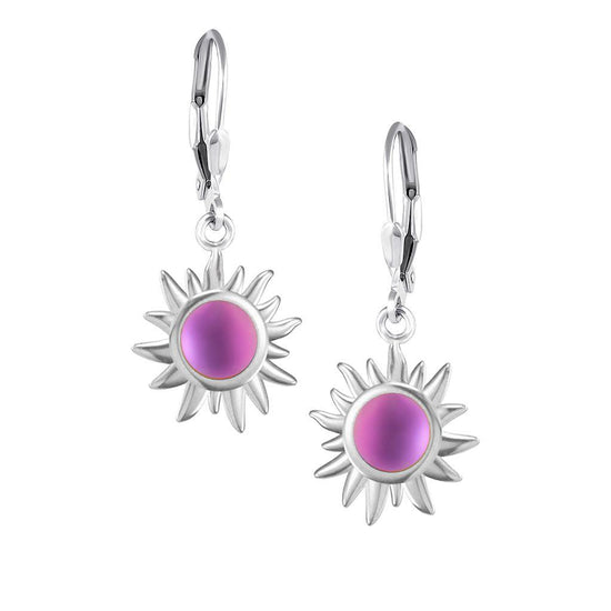 Teeny Sun Earrings are crafted from high-quality materials, ensuring both durability and style. Featuring 5mm frosted pink stones and secure sterling silver lever-backs plus, they are waterproof and durable.