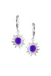 Teeny Sun Earrings are crafted from high-quality materials, ensuring both durability and style. Featuring 5mm frosted violet stones and secure sterling silver lever-backs plus, they are waterproof and durable.