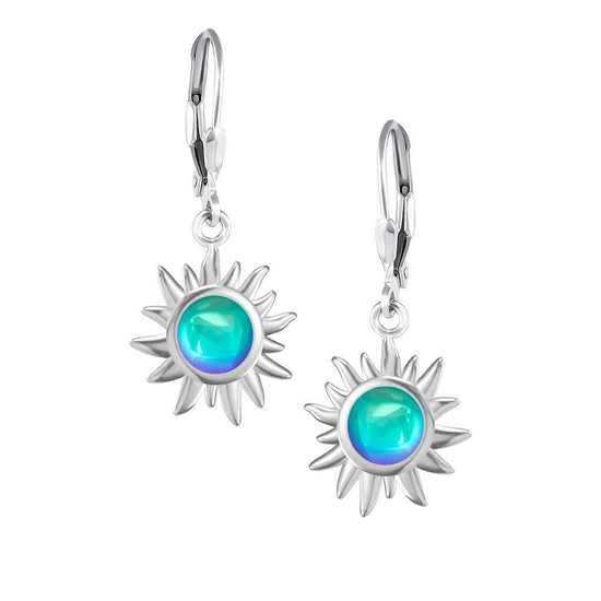 Teeny Sun Earrings are crafted from high-quality materials, ensuring both durability and style. Featuring 5mm polished aqua stones and secure sterling silver lever-backs plus, they are waterproof and durable.