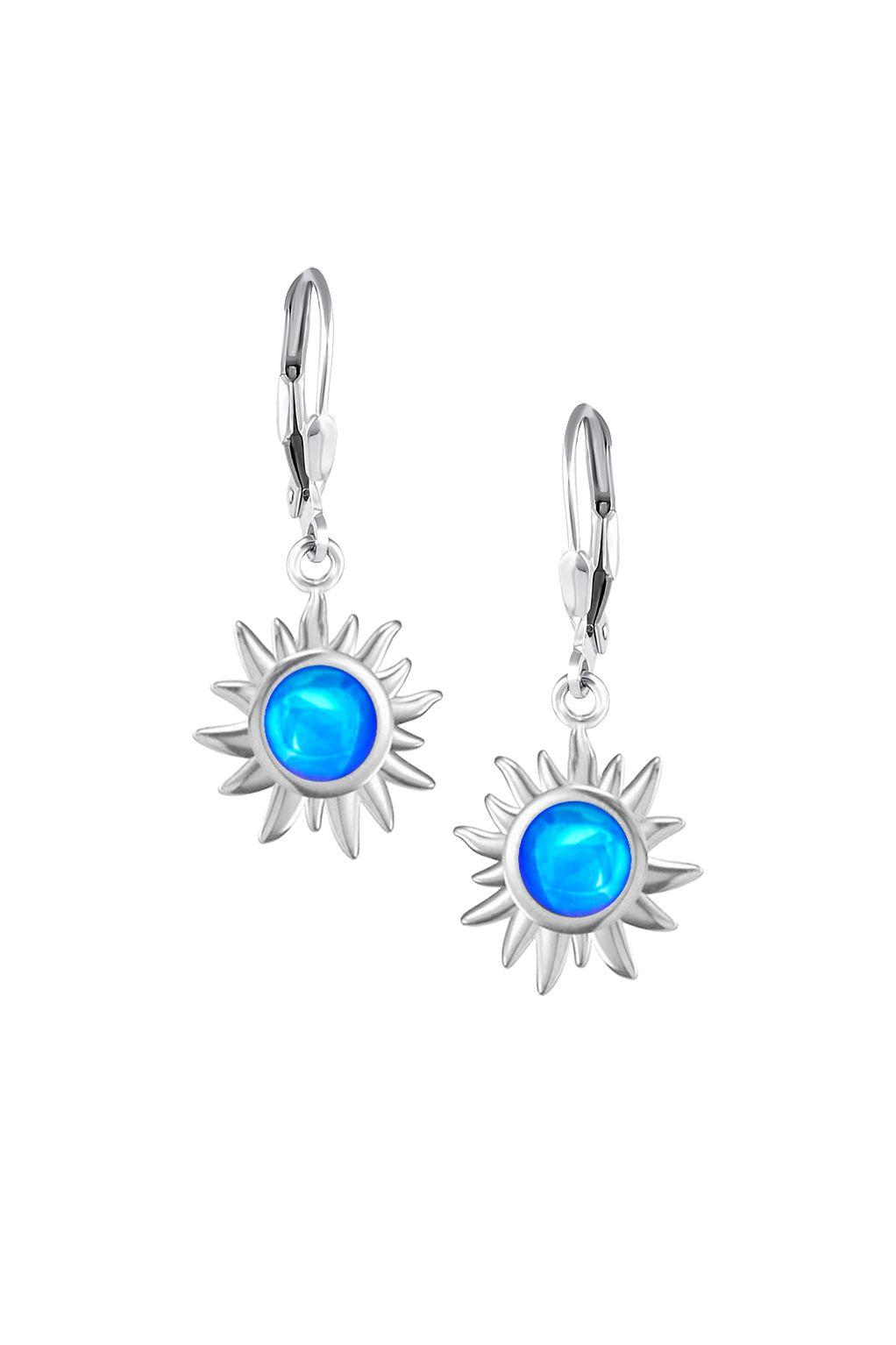 Teeny Sun Earrings are crafted from high-quality materials, ensuring both durability and style. Featuring 5mm polished blue stones and secure sterling silver lever-backs plus, they are waterproof and durable.