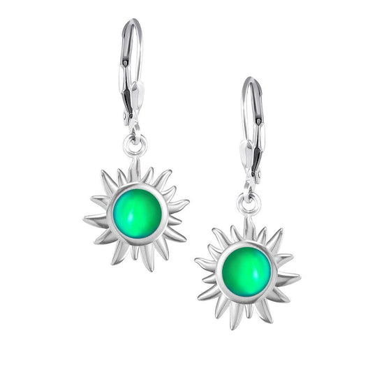 Teeny Sun Earrings are crafted from high-quality materials, ensuring both durability and style. Featuring 5mm polished green stones and secure sterling silver lever-backs plus, they are waterproof and durable.