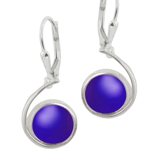 Wave Earrings with frosted violet crystal, crafted from high-quality sterling silver and featuring secure lever backs, ensure both style and durability.