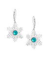 Snowflake Crystal Earrings crafted with high-quality materials, each earring features sparkling frosted aqua crystals in an elegant snowflake design. The sterling silver lever-back components ensure secure wear.