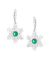Snowflake Crystal Earrings crafted with high-quality materials, each earring features sparkling frosted green crystals in an elegant snowflake design. The sterling silver lever-back components ensure secure wear.