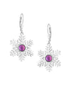 Snowflake Crystal Earrings crafted with high-quality materials, each earring features sparkling frosted pink crystals in an elegant snowflake design. The sterling silver lever-back components ensure secure wear.
