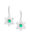 Snowflake Crystal Earrings crafted with high-quality materials, each earring features sparkling polished green crystals in an elegant snowflake design. The sterling silver lever-back components ensure secure wear.
