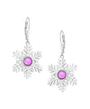 Snowflake Crystal Earrings crafted with high-quality materials, each earring features sparkling polished pink crystals in an elegant snowflake design. The sterling silver lever-back components ensure secure wear.