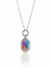 Multi Colored Necklace with a colorful pendant on a white background