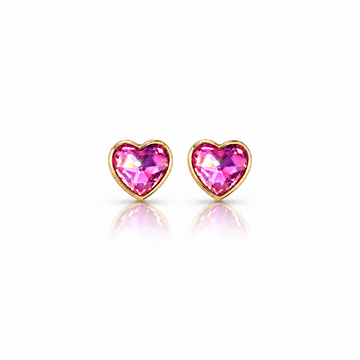 Heart Stud Earring Gold Stainlessl Pink