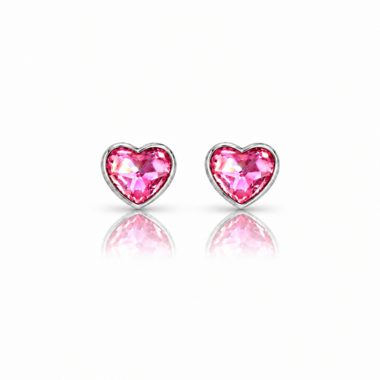 Heart Stud Earring Stainless Steel Pink