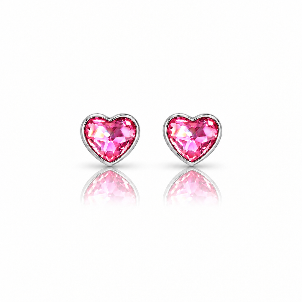 Heart Stud Earring Stainless Steel Pink