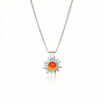 Teeny Star Pendant made with love and crafted with care, comes with an 18" sterling silver chain and 5 mm polished fire stone. 