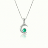 Moon Pendant crafted from high-quality materials, comes with an 18" sterling silver  chain and 5mm frosted green stone.