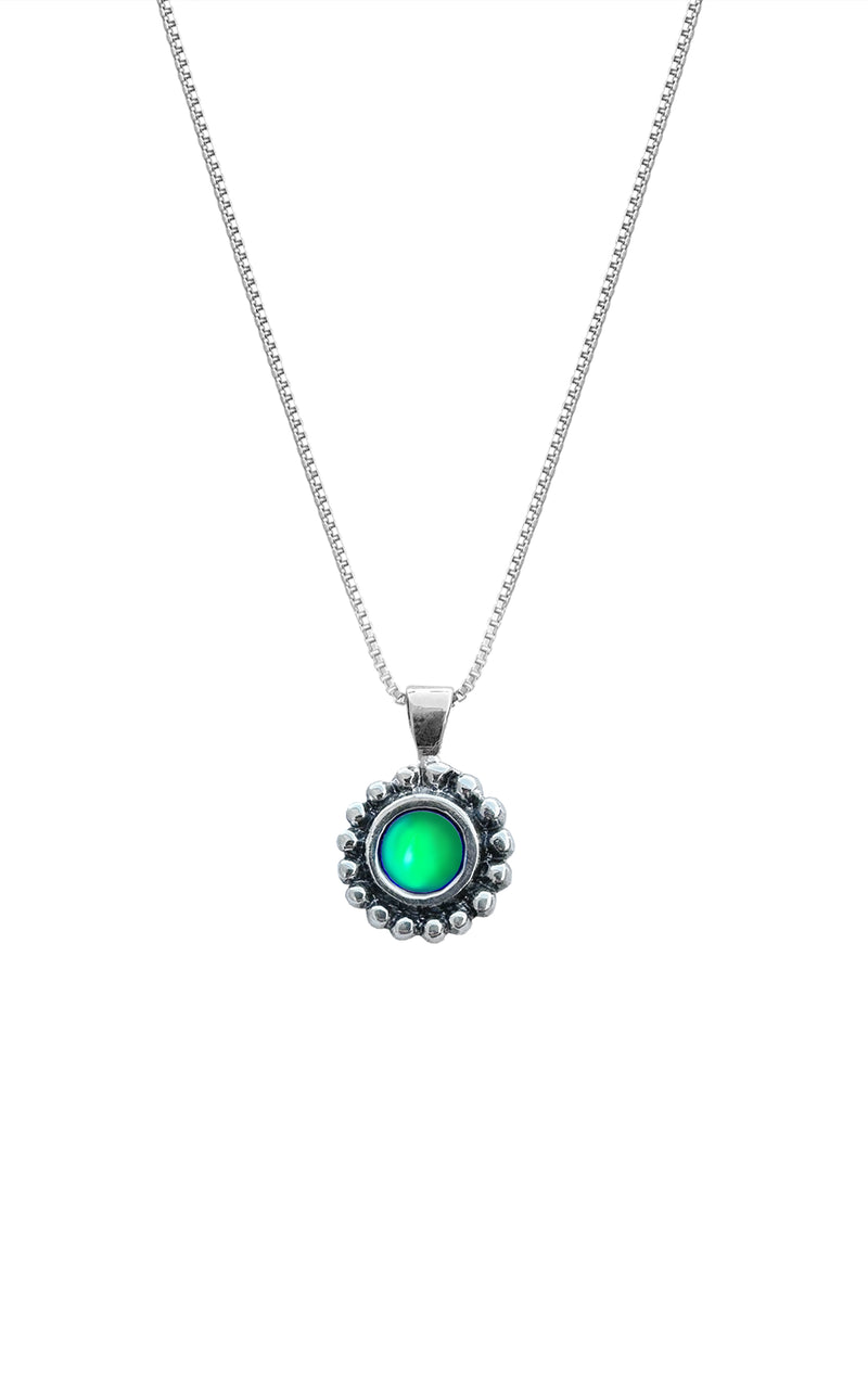 Handmade-Sterling Silver-Crystal Jewelry-Dot Pendant-New Arrival-Dainty-Crystal-Cute-Small-Frosted Crystal-Green-LeightWorks-San Diego-David Leight