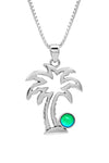 Crystal Palm Tree Pendant symbolizes sunny skies and relaxing vacations. The polished green pendant comes with an 18" sterling silver .7mm box chain included.