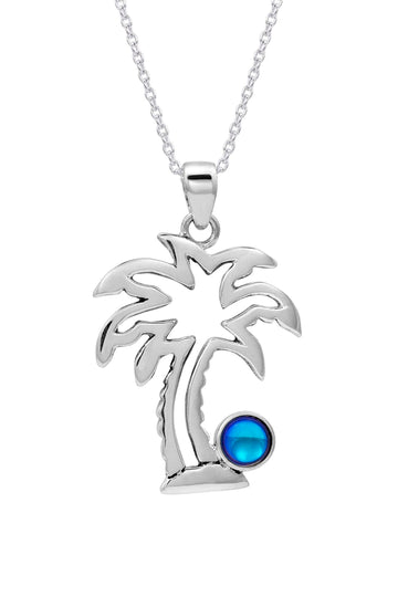 Sterling Silver Crystal Palm Tree Pendant