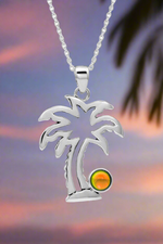 Sterling Silver Crystal Palm Tree Pendant