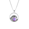 Swell Pendant are crafted in 18" sterling silver .7mm box chain wave pendant with round polished pink crystal.