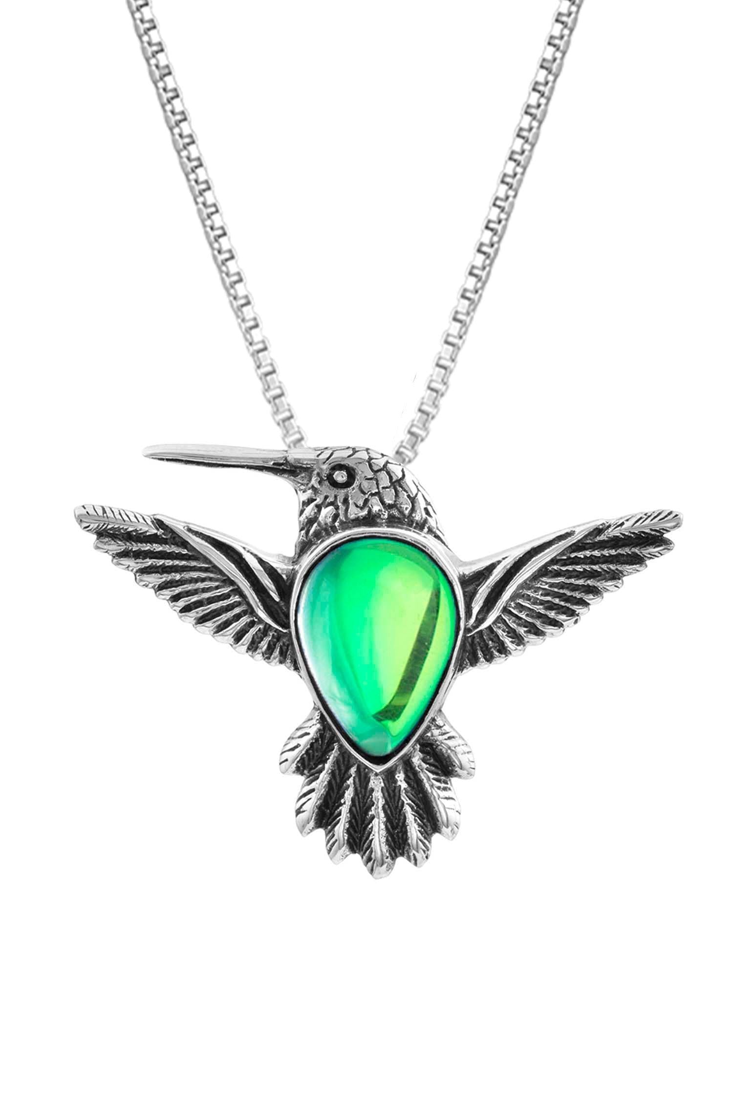 Sterling Silver Hummingbird Jewelry Set: Necklace and Earrings - UK Sterling Silver Hummingbird Jewelry Set: Necklace and Earrings - UK