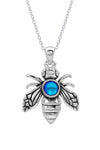 Bee Pendant  symbolizes community, brightness, and personal power, while also serving as a reminder of the vital role bees play in the Earth's ecosystem. The polished blue pendant comes with an 18" sterling silver .7mm box chain included.