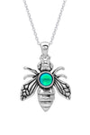 Bee Pendant  symbolizes community, brightness, and personal power, while also serving as a reminder of the vital role bees play in the Earth's ecosystem. The polished green pendant comes with an 18" sterling silver .7mm box chain included.