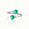 Sterling Silver and Crystal Small Double Ring features two exquisite 5mm frosted green circle crystals that add a touch of sparkle and elegance.